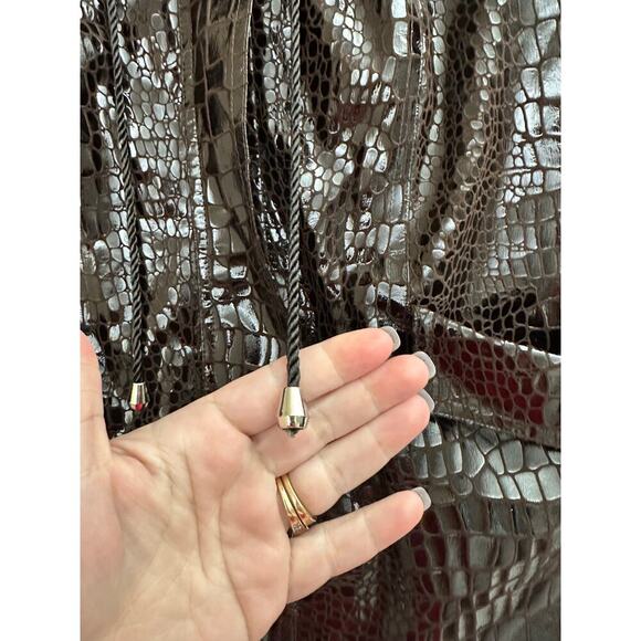 Vtg Berek Faux Alligator Brown Jacket M Zip Pockets Mob Wife Old Money - Picture 6 of 10